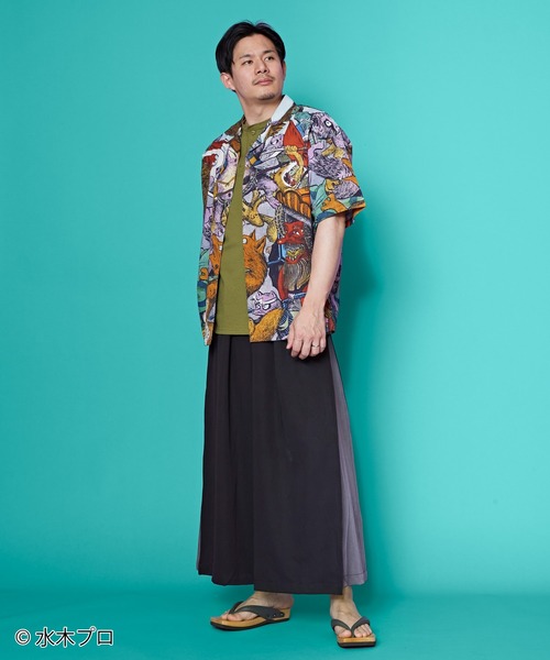 カヤ（カヤ）の「《水木しげる》アロハシャツ Lサイズ（シャツ/ブラウス・メンズ・ブラック/ブラウン/グリーン・L）」の7枚目の写真