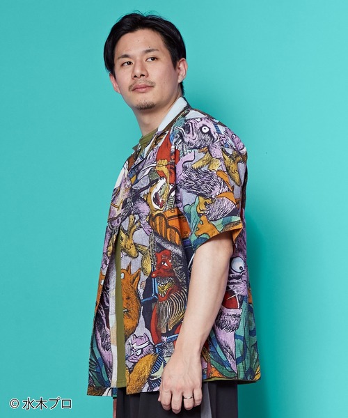 カヤ（カヤ）の「《水木しげる》アロハシャツ Lサイズ（シャツ/ブラウス・メンズ・ブラック/ブラウン/グリーン・L）」の9枚目の写真