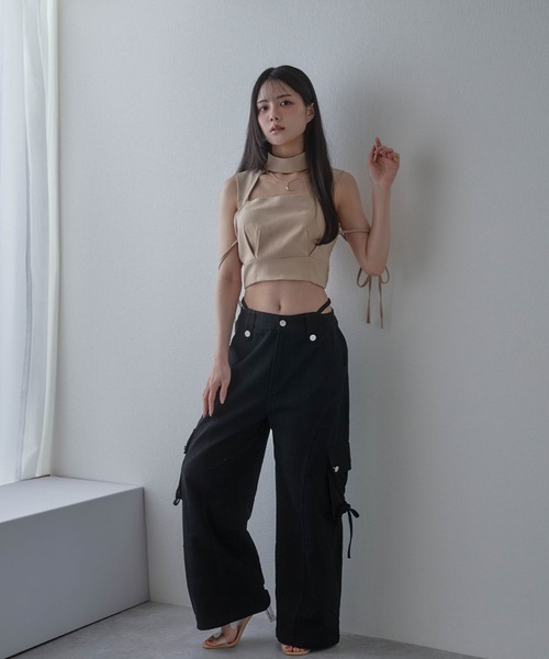 M DOLLY(エムドリー)の「*M DOLLY original* edgy laceup cargo pants/エッジィレースアップカーゴパンツ(カーゴパンツ・レディース・ブラック/ベージュ・XS/S/M)」の10枚目の写真