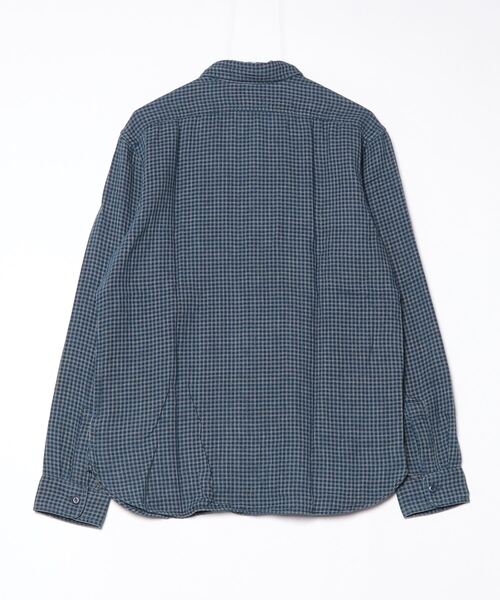 インディゴ チェックド ダブルフェイスド ワークシャツ（シャツ