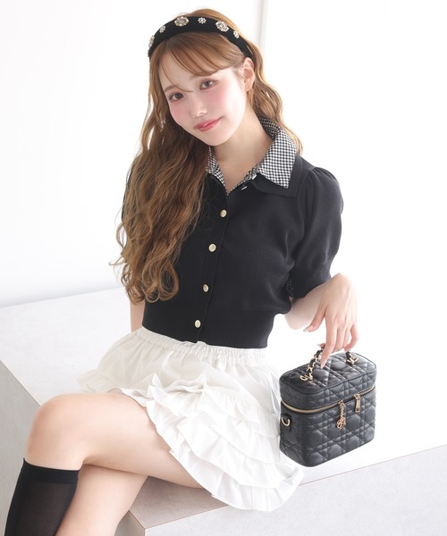 one after another NICE CLAUP（ワンアフターアナザーナイスクラップ）の「【再入荷】レイヤード襟付きポロニット（ニット/セーター・レディース・ブラック/ネイビー/ブラウン/ベージュ/グレー・FREE）」の14枚目の写真