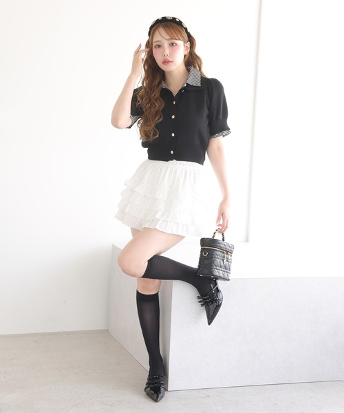 one after another NICE CLAUP（ワンアフターアナザーナイスクラップ）の「【再入荷】レイヤード襟付きポロニット（ニット/セーター・レディース・ブラック/ネイビー/ブラウン/ベージュ/グレー・FREE）」の12枚目の写真