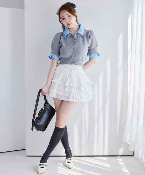 one after another NICE CLAUP（ワンアフターアナザーナイスクラップ）の「【再入荷】レイヤード襟付きポロニット（ニット/セーター・レディース・ブラック/ネイビー/ブラウン/ベージュ/グレー・FREE）」の21枚目の写真