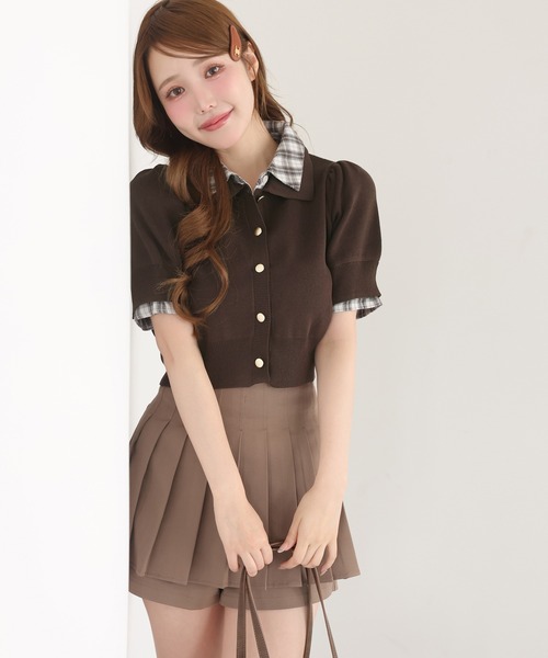 one after another NICE CLAUP（ワンアフターアナザーナイスクラップ）の「【再入荷】レイヤード襟付きポロニット（ニット/セーター・レディース・ブラック/ネイビー/ブラウン/ベージュ/グレー・FREE）」の19枚目の写真