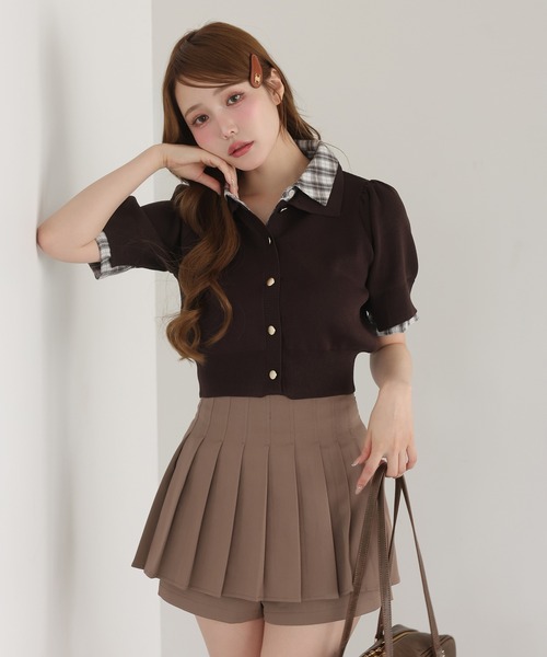 one after another NICE CLAUP（ワンアフターアナザーナイスクラップ）の「【再入荷】レイヤード襟付きポロニット（ニット/セーター・レディース・ブラック/ネイビー/ブラウン/ベージュ/グレー・FREE）」の17枚目の写真