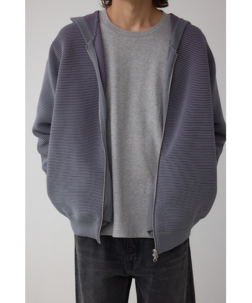 AZUL by moussy（アズールバイマウジー）の「ミックスカラーリップル編みニットパーカー（ニット/セーター・メンズ・グレー/ブラウン/ブラック・MEDIUM/LARGE）」の3枚目の写真