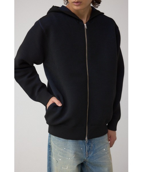 AZUL by moussy（アズールバイマウジー）の「ミックスカラーリップル編みニットパーカー（ニット/セーター・メンズ・グレー/ブラウン/ブラック・MEDIUM/LARGE）」の2枚目の写真