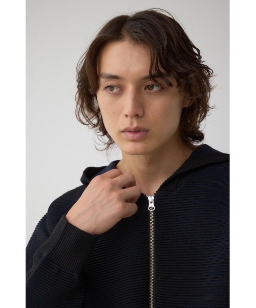 AZUL by moussy（アズールバイマウジー）の「ミックスカラーリップル編みニットパーカー（ニット/セーター・メンズ・グレー/ブラウン/ブラック・MEDIUM/LARGE）」の4枚目の写真