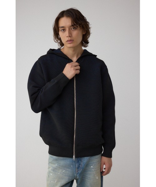 AZUL by moussy（アズールバイマウジー）の「ミックスカラーリップル編みニットパーカー（ニット/セーター・メンズ・グレー/ブラウン/ブラック・MEDIUM/LARGE）」の5枚目の写真