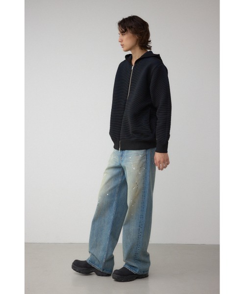 AZUL by moussy（アズールバイマウジー）の「ミックスカラーリップル編みニットパーカー（ニット/セーター・メンズ・グレー/ブラウン/ブラック・MEDIUM/LARGE）」の6枚目の写真