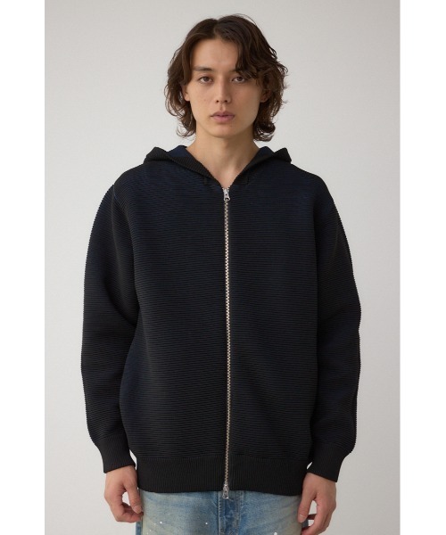 AZUL by moussy（アズールバイマウジー）の「ミックスカラーリップル編みニットパーカー（ニット/セーター・メンズ・グレー/ブラウン/ブラック・MEDIUM/LARGE）」の7枚目の写真