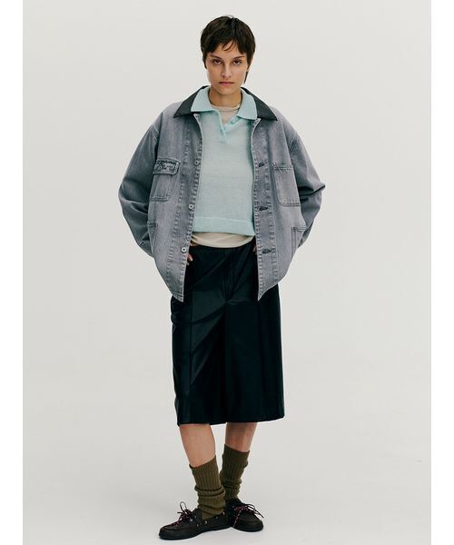 ハーフ丈デニムカバーオール（デニムジャケット）｜Mila Owen（ミラ