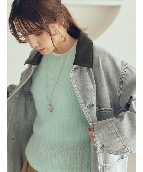 Mila Owen（ミラオーウェン）の「ハーフ丈デニムカバーオール（デニムジャケット・レディース・インディゴブルー/グレー・F）」の8枚目の写真