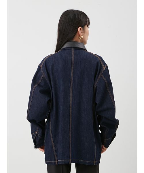 Mila Owen（ミラオーウェン）の「ハーフ丈デニムカバーオール（デニムジャケット・レディース・インディゴブルー/グレー・F）」の16枚目の写真