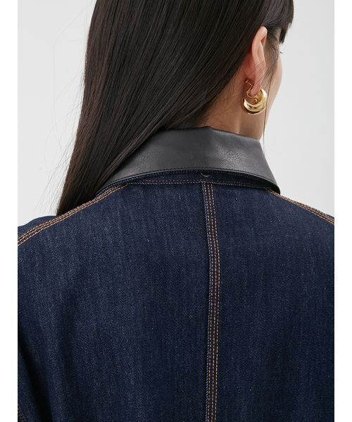 Mila Owen（ミラオーウェン）の「ハーフ丈デニムカバーオール（デニムジャケット・レディース・インディゴブルー/グレー・F）」の20枚目の写真