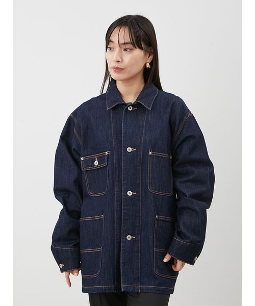 Mila Owen（ミラオーウェン）の「ハーフ丈デニムカバーオール（デニムジャケット・レディース・インディゴブルー/グレー・F）」の21枚目の写真