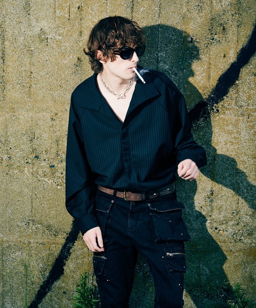 セール】Suit Fabric High Neck Shirt / スーツファブリックハイネック