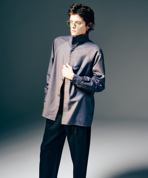 セール】Suit Fabric High Neck Shirt / スーツファブリックハイネック