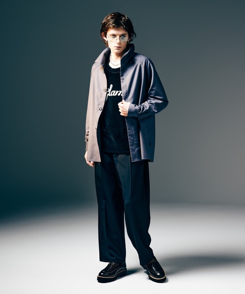 セール】Suit Fabric High Neck Shirt / スーツファブリックハイネック