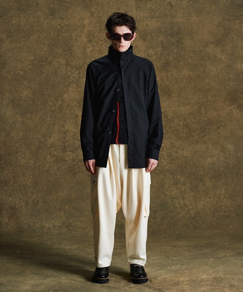 セール】Suit Fabric High Neck Shirt / スーツファブリックハイネック