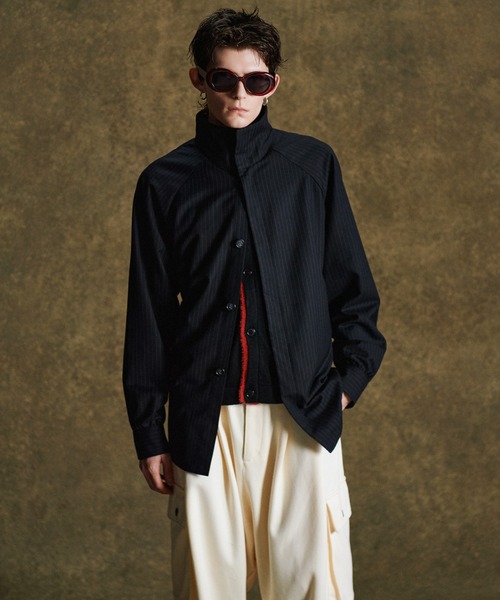 セール】Suit Fabric High Neck Shirt / スーツファブリックハイネック
