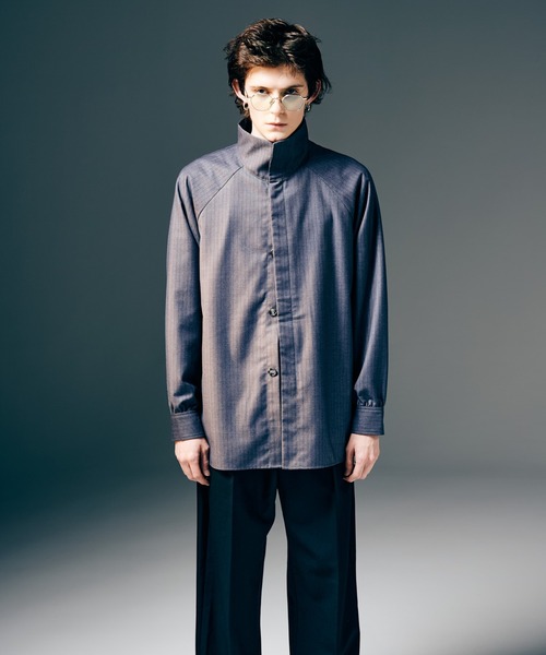セール】Suit Fabric High Neck Shirt / スーツファブリックハイネック