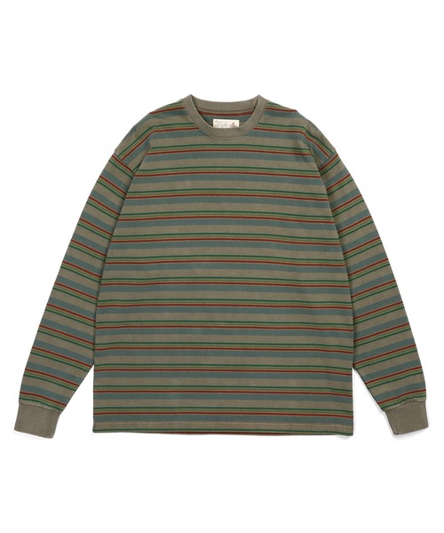 The DUFFER of ST.GEORGE(ザダファーオブセントジョージ)の「PIGMENT-DYE BORDER L/SL TEE:ピグメント加工 ボーダー ロンT(Tシャツ/カットソー・メンズ・チャコールグレー/ブラウン・X-LARGE/LARGE/MEDIUM/SMALL)」の8枚目の写真