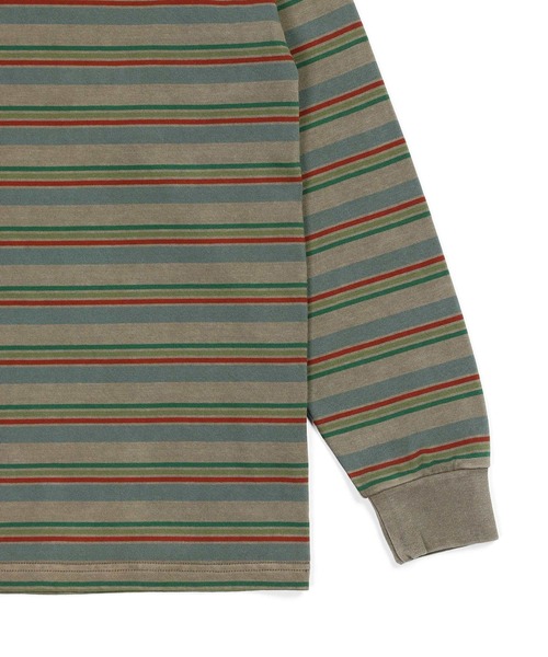 The DUFFER of ST.GEORGE(ザダファーオブセントジョージ)の「PIGMENT-DYE BORDER L/SL TEE:ピグメント加工 ボーダー ロンT(Tシャツ/カットソー・メンズ・チャコールグレー/ブラウン・X-LARGE/LARGE/MEDIUM/SMALL)」の3枚目の写真