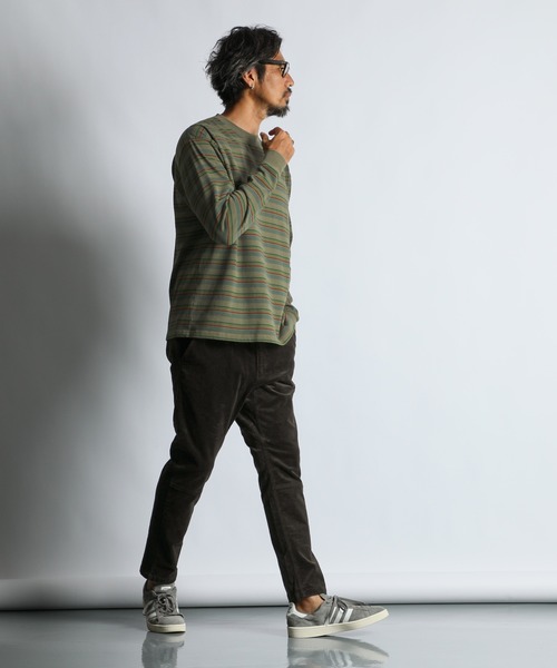 The DUFFER of ST.GEORGE(ザダファーオブセントジョージ)の「PIGMENT-DYE BORDER L/SL TEE:ピグメント加工 ボーダー ロンT(Tシャツ/カットソー・メンズ・チャコールグレー/ブラウン・X-LARGE/LARGE/MEDIUM/SMALL)」の12枚目の写真