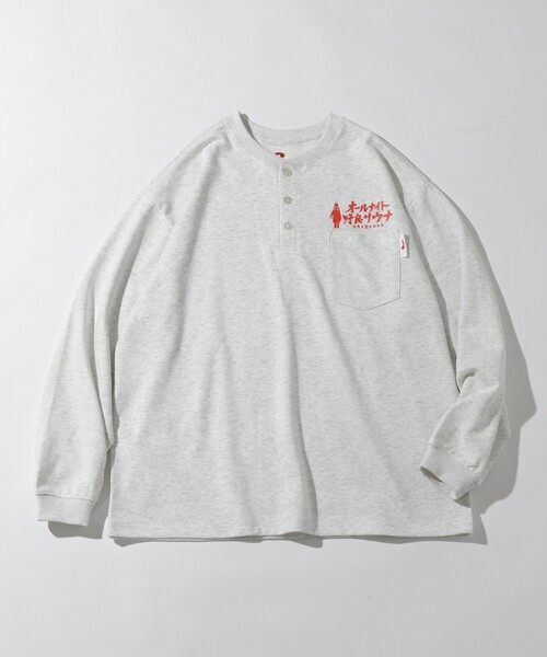 FREAK'S STORE（フリークスストア）の「SAUVENIR/サウベニア 別注 KANNAIGI × サウナ田ヒロユキ ロングスリーブ裏毛/館内着/セットアップ/ナップサック付き（ルームウェア/パジャマ・メンズ・サックスブルー/ブラック/ブラウン/ホワイト/イエロー/グレー・LARGE/MEDIUM/SMALL/#18）」の7枚目の写真