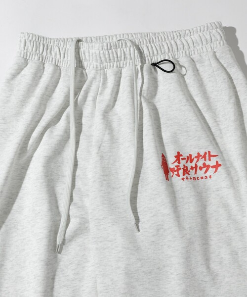 FREAK'S STORE（フリークスストア）の「SAUVENIR/サウベニア 別注 KANNAIGI × サウナ田ヒロユキ ロングスリーブ裏毛/館内着/セットアップ/ナップサック付き（ルームウェア/パジャマ・メンズ・サックスブルー/ブラック/ブラウン/ホワイト/イエロー/グレー・LARGE/MEDIUM/SMALL/#18）」の19枚目の写真