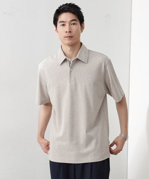 THE SHOP TK (ザ ショップ ティーケー )の「ギミックメランジ天竺ポロシャツ(ポロシャツ・メンズ・ベージュ/ネイビー・02/03/04)」の1枚目の写真