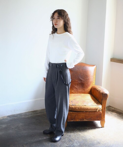 B:MING by BEAMS（ビーミングバイビームス）の「ambiance / STRIPE SUS PANTS（その他パンツ・レディース・グレー/ブラック・SMALL/MEDIUM）」の6枚目の写真
