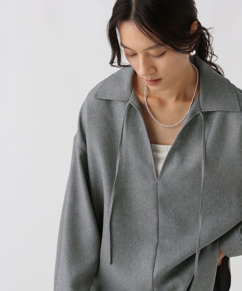 Elura（エルーラ）の「ツイードライクスキッパーシャツ/578314（シャツ/ブラウス・レディース・ブラウン/グレー・FREE）」の3枚目の写真