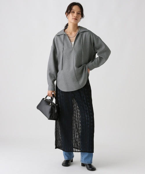 Elura（エルーラ）の「ツイードライクスキッパーシャツ/578314（シャツ/ブラウス・レディース・ブラウン/グレー・FREE）」の7枚目の写真