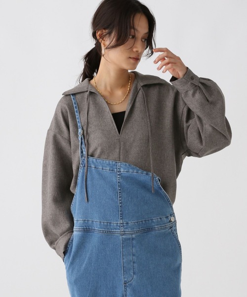 Elura（エルーラ）の「ツイードライクスキッパーシャツ/578314（シャツ/ブラウス・レディース・ブラウン/グレー・FREE）」の9枚目の写真