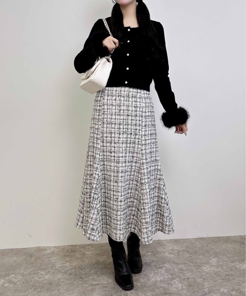 INGNI（イング）の「バックレースアップツイードマーメイドスカート／A（スカート・レディース・ホワイト系その他7/ブラウン系その他2/ブラック系その他7・FREE）」の6枚目の写真