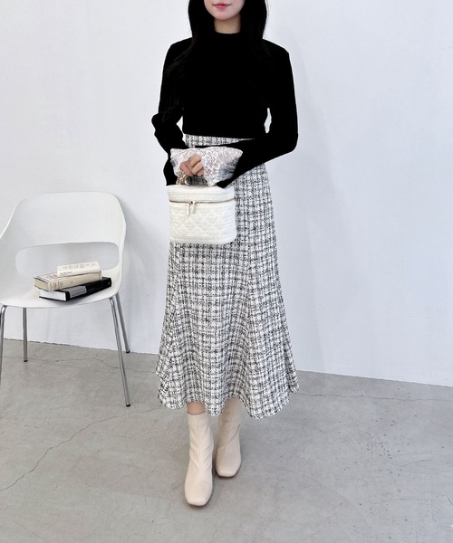 INGNI（イング）の「バックレースアップツイードマーメイドスカート／A（スカート・レディース・ホワイト系その他7/ブラウン系その他2/ブラック系その他7・FREE）」の15枚目の写真