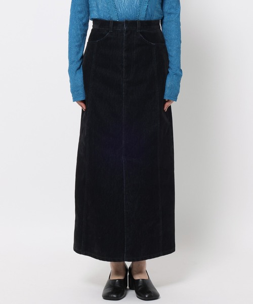 mysty woman（ミスティウーマン）の「【セットアップ着用可】フロッキーカコウデニムスカート 586720（スカート・レディース・ブラック・SMALL/MEDIUM）」の4枚目の写真