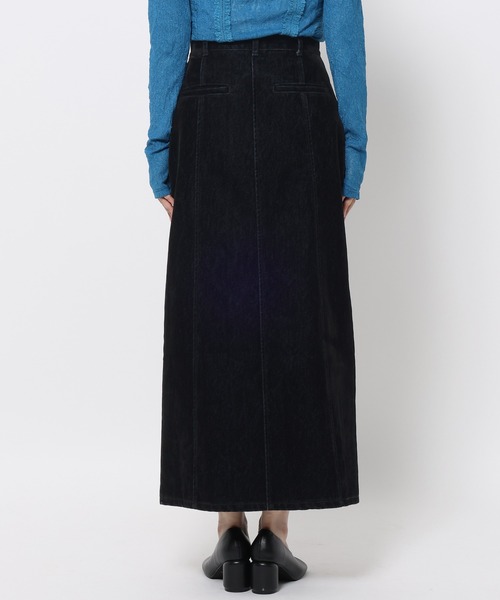 mysty woman（ミスティウーマン）の「【セットアップ着用可】フロッキーカコウデニムスカート 586720（スカート・レディース・ブラック・SMALL/MEDIUM）」の6枚目の写真