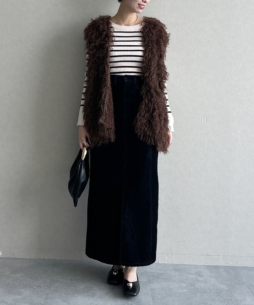 mysty woman（ミスティウーマン）の「【セットアップ着用可】フロッキーカコウデニムスカート 586720（スカート・レディース・ブラック・SMALL/MEDIUM）」の14枚目の写真