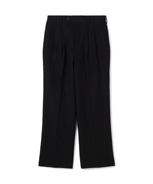 セール】ウールリネンコットン 2タックワイドストレートパンツ