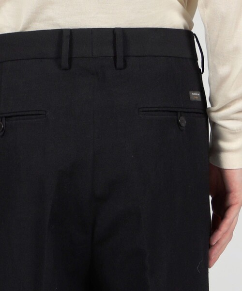 セール】ウールリネンコットン 2タックワイドストレートパンツ