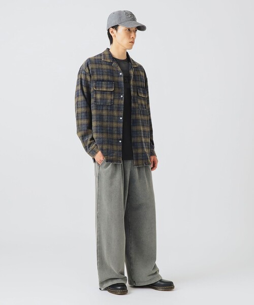 BEAMS HEART（ビームスハート）の「フェードチェック オープンカラー ネルシャツ【ユニセックス】（シャツ/ブラウス・メンズ・レッド/グリーン・LARGE/MEDIUM/SMALL）」の8枚目の写真