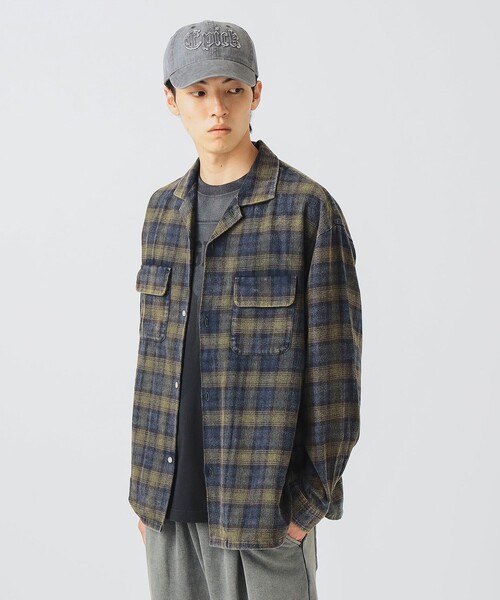 BEAMS HEART（ビームスハート）の「フェードチェック オープンカラー ネルシャツ【ユニセックス】（シャツ/ブラウス・メンズ・レッド/グリーン・LARGE/MEDIUM/SMALL）」の9枚目の写真