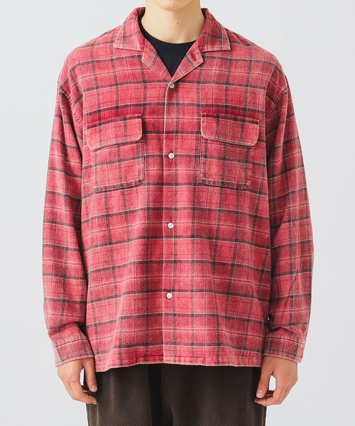 BEAMS HEART（ビームスハート）の「フェードチェック オープンカラー ネルシャツ【ユニセックス】（シャツ/ブラウス・メンズ・レッド/グリーン・LARGE/MEDIUM/SMALL）」の10枚目の写真