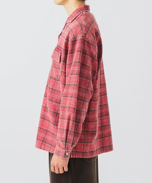 BEAMS HEART（ビームスハート）の「フェードチェック オープンカラー ネルシャツ【ユニセックス】（シャツ/ブラウス・メンズ・レッド/グリーン・LARGE/MEDIUM/SMALL）」の11枚目の写真