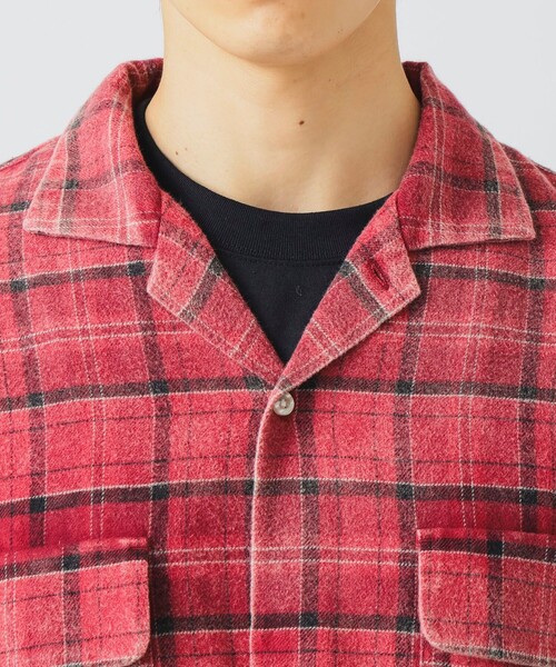 BEAMS HEART（ビームスハート）の「フェードチェック オープンカラー ネルシャツ【ユニセックス】（シャツ/ブラウス・メンズ・レッド/グリーン・LARGE/MEDIUM/SMALL）」の13枚目の写真