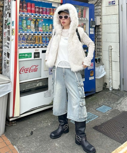 Alley Tokyo(アリートーキョー)の「おっきめフードのファーベスト(その他アウター・レディース・オフホワイト/ピンク/ベージュ・FREE)」の20枚目の写真