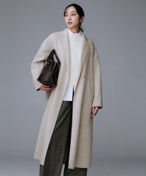 UNTITLED（アンタイトル）の「【ロング丈/軽やか】テーラード　リバーコート（チェスターコート・レディース・ベージュ/ナチュラル・04/00/01/02/03/44/48）」の5枚目の写真